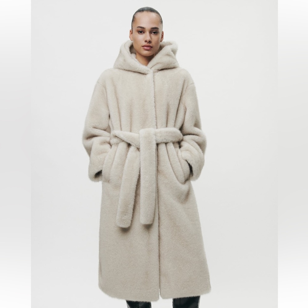 Zara Faux Fur Hooded Coat